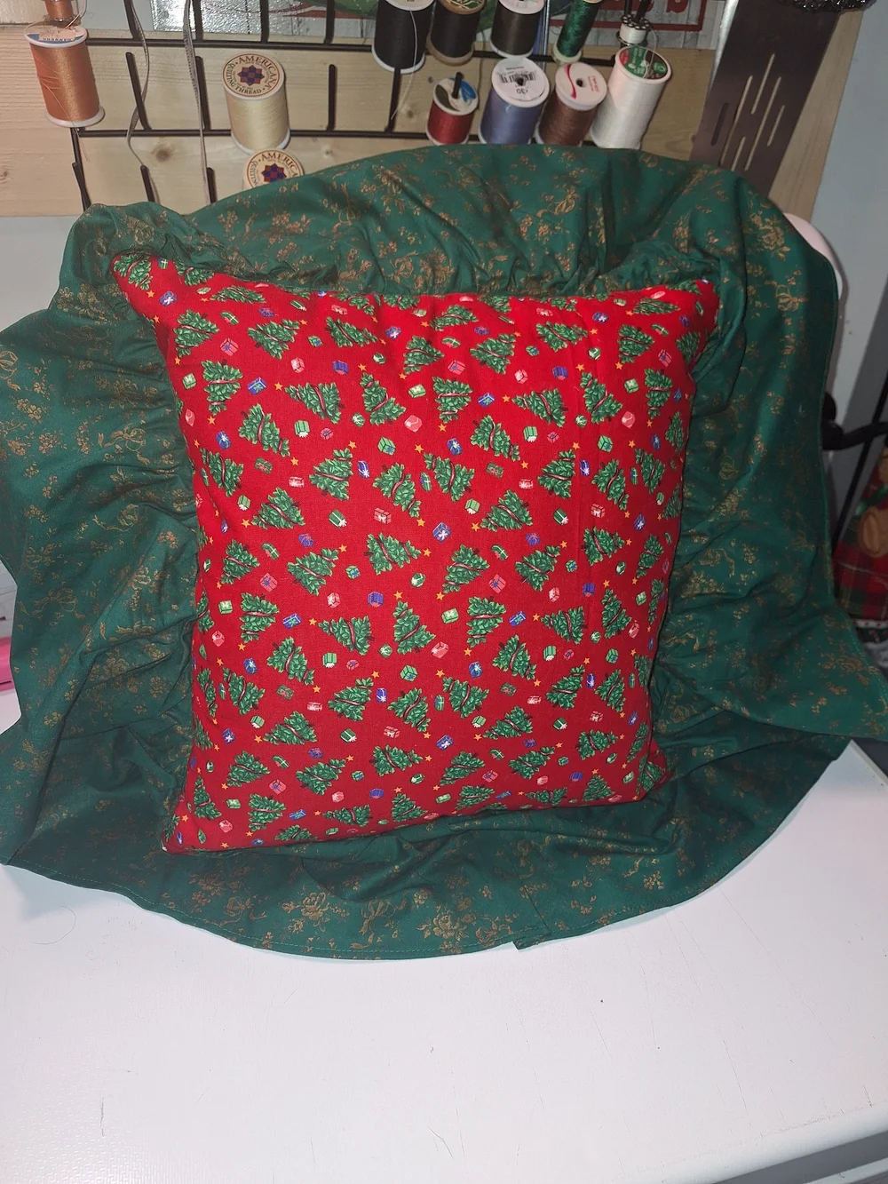 Holiday Christmas Tree Red Decorative Throw Pillow - Unbranded